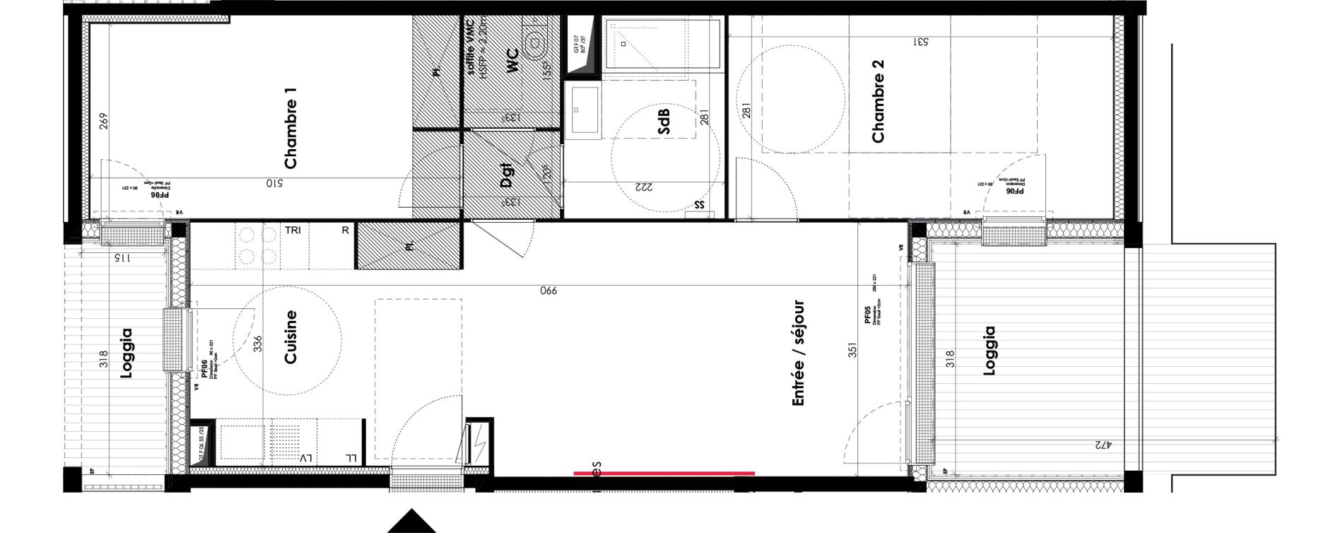 Appartement T3 de 71,84 m2 &agrave; Bordeaux Lac