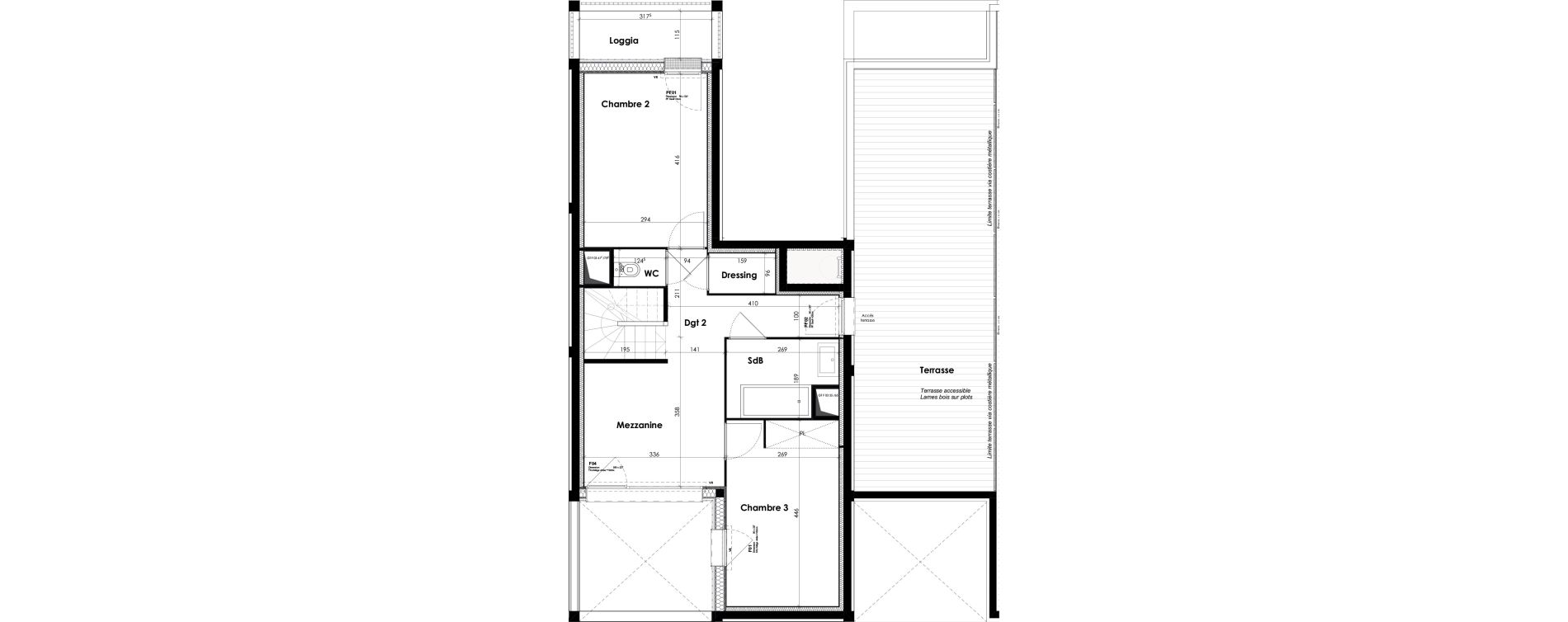 Duplex T4 de 91,89 m2 &agrave; Bordeaux Lac