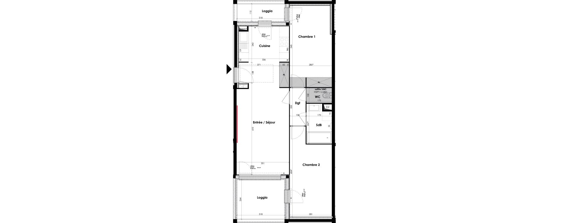 Appartement T3 de 71,86 m2 &agrave; Bordeaux Lac