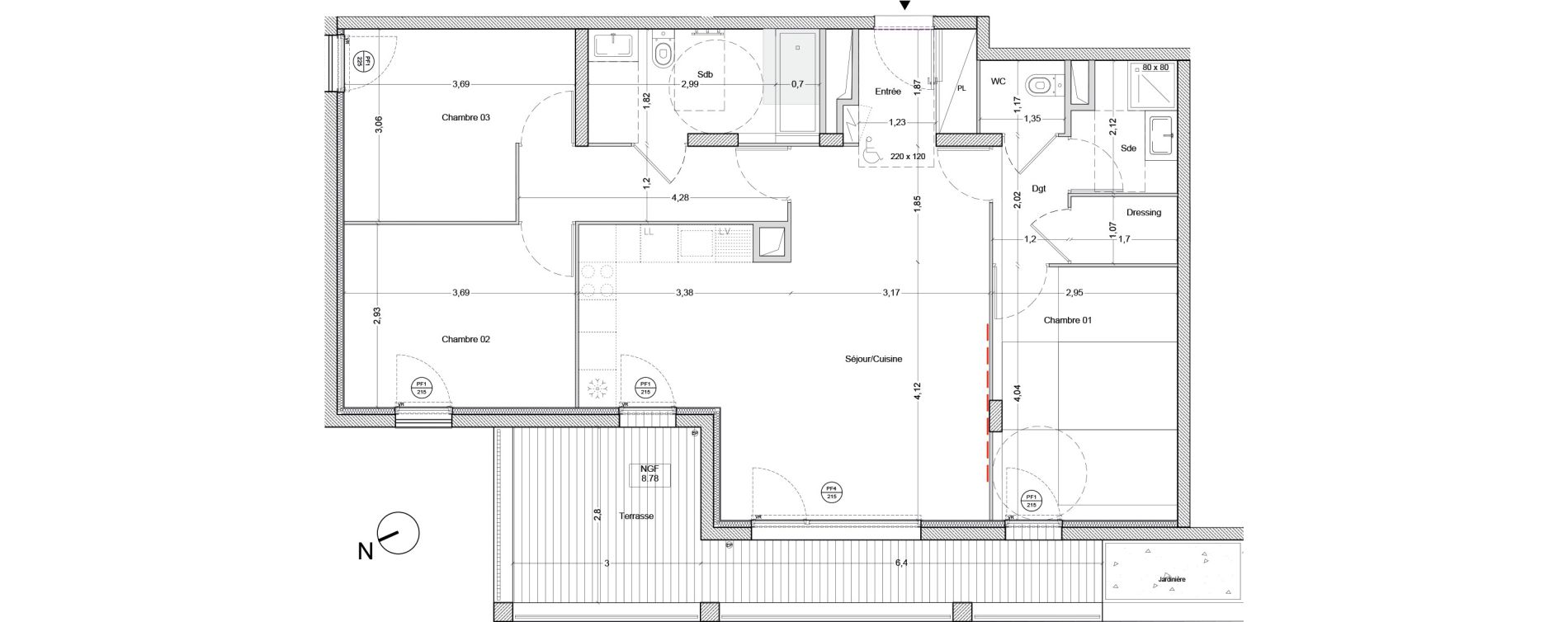 Appartement T4 de 87,40 m2 &agrave; Bordeaux Lac