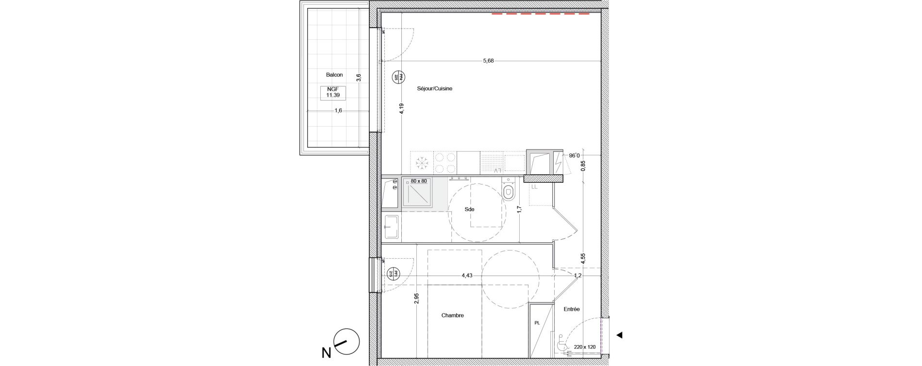 Appartement T2 de 48,80 m2 &agrave; Bordeaux Lac