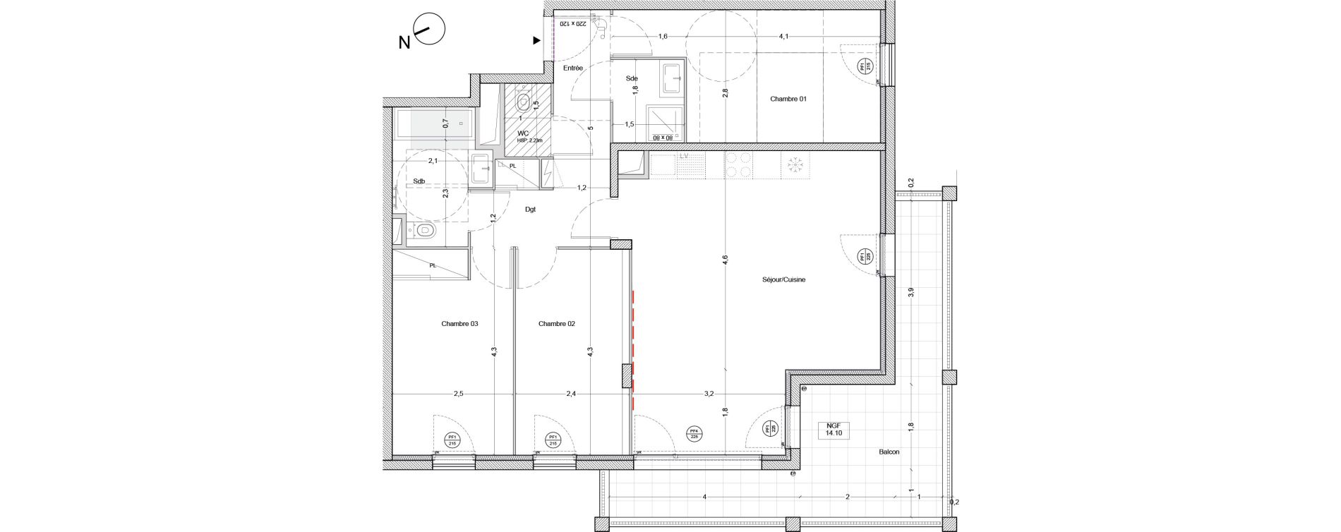Appartement T4 de 82,50 m2 &agrave; Bordeaux Lac