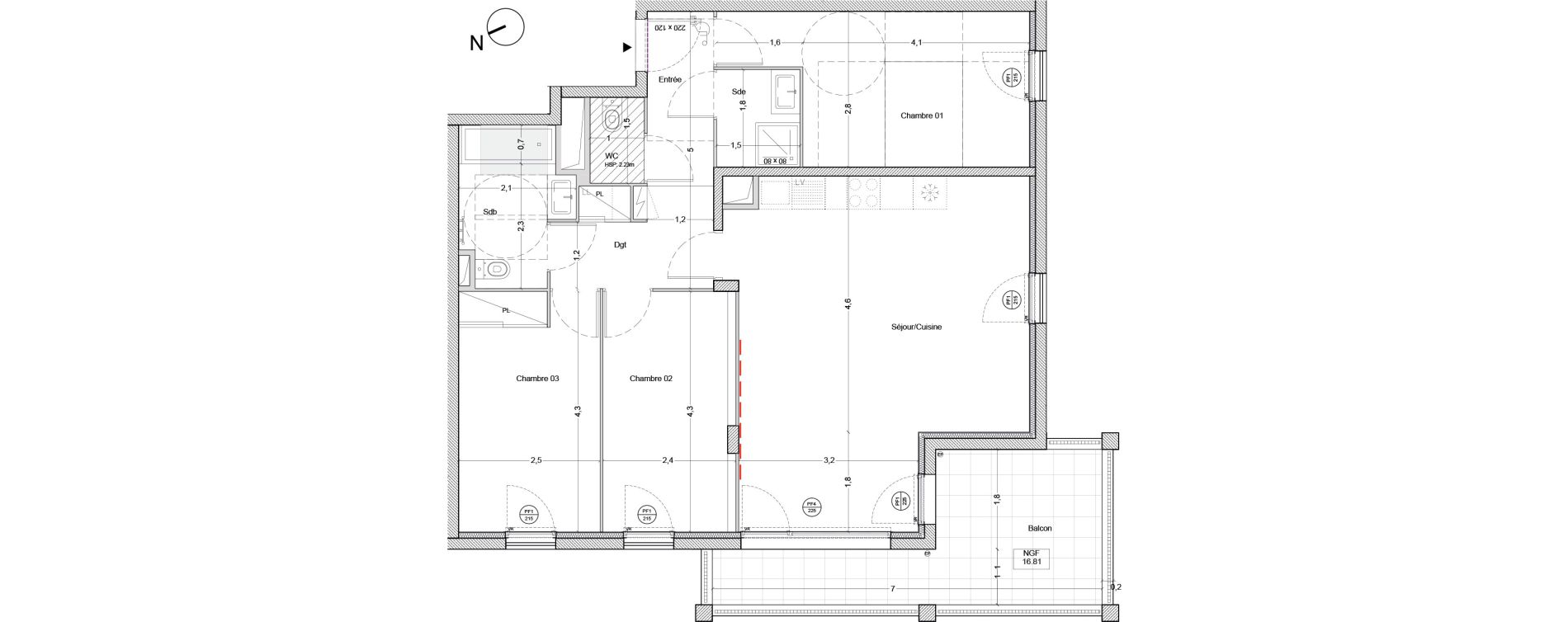 Appartement T4 de 82,50 m2 &agrave; Bordeaux Lac
