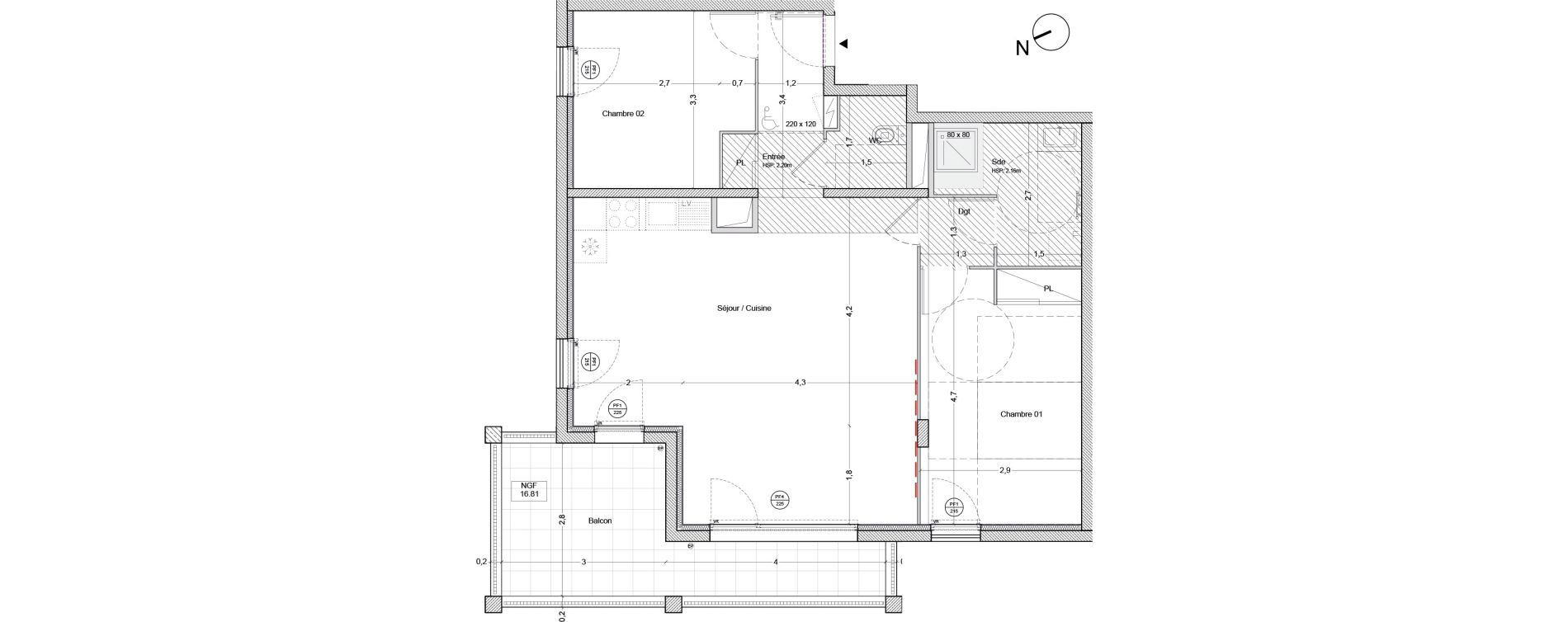 Appartement T3 de 71,50 m2 &agrave; Bordeaux Lac