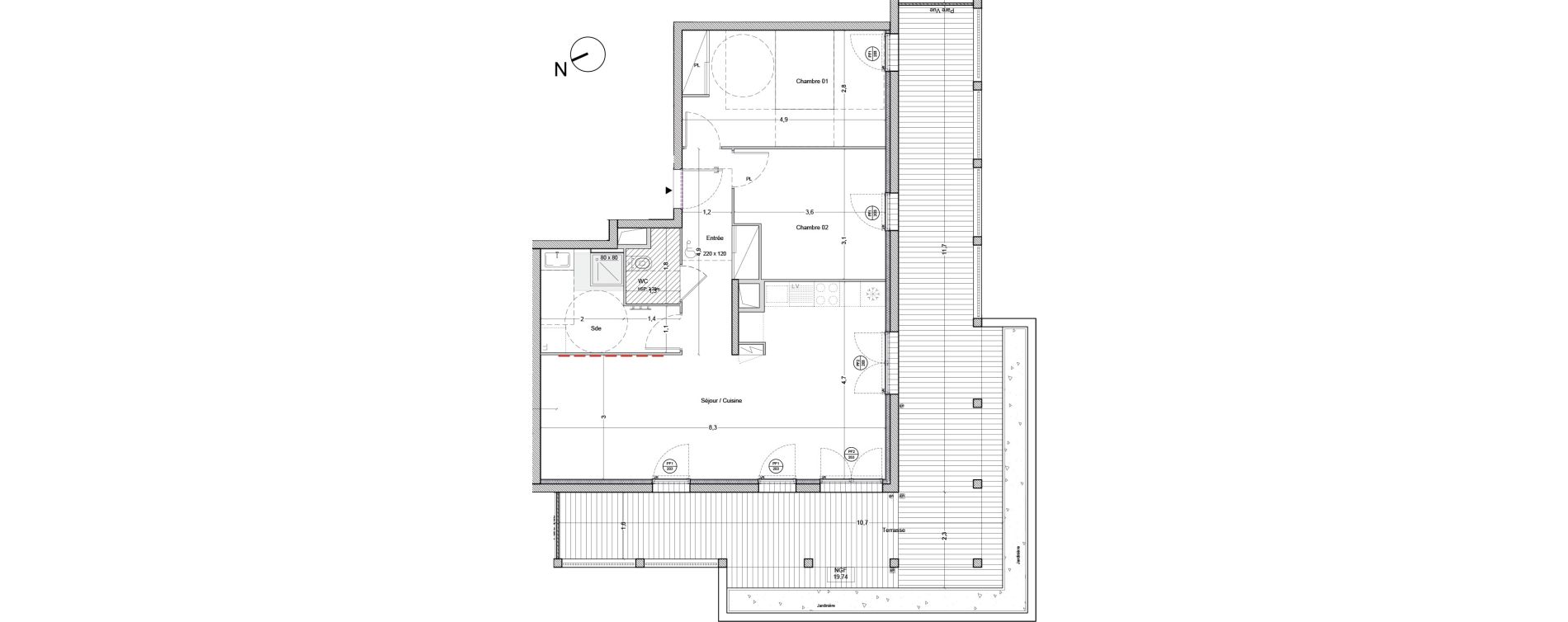 Appartement T3 de 69,90 m2 &agrave; Bordeaux Lac