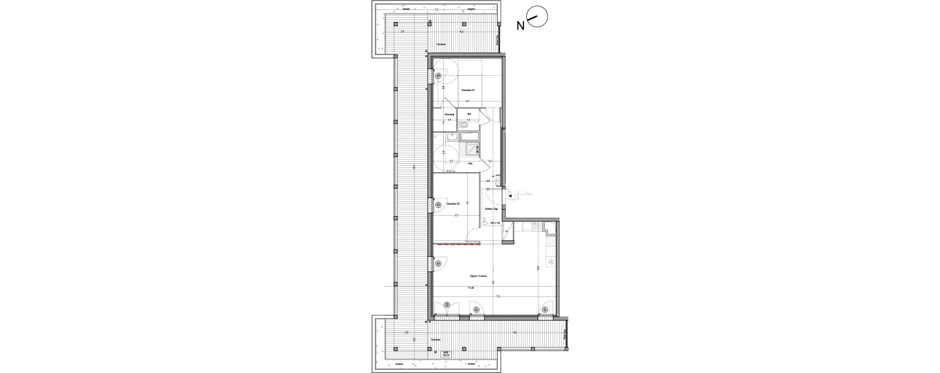 Appartement T3 de 76,40 m2 &agrave; Bordeaux Lac