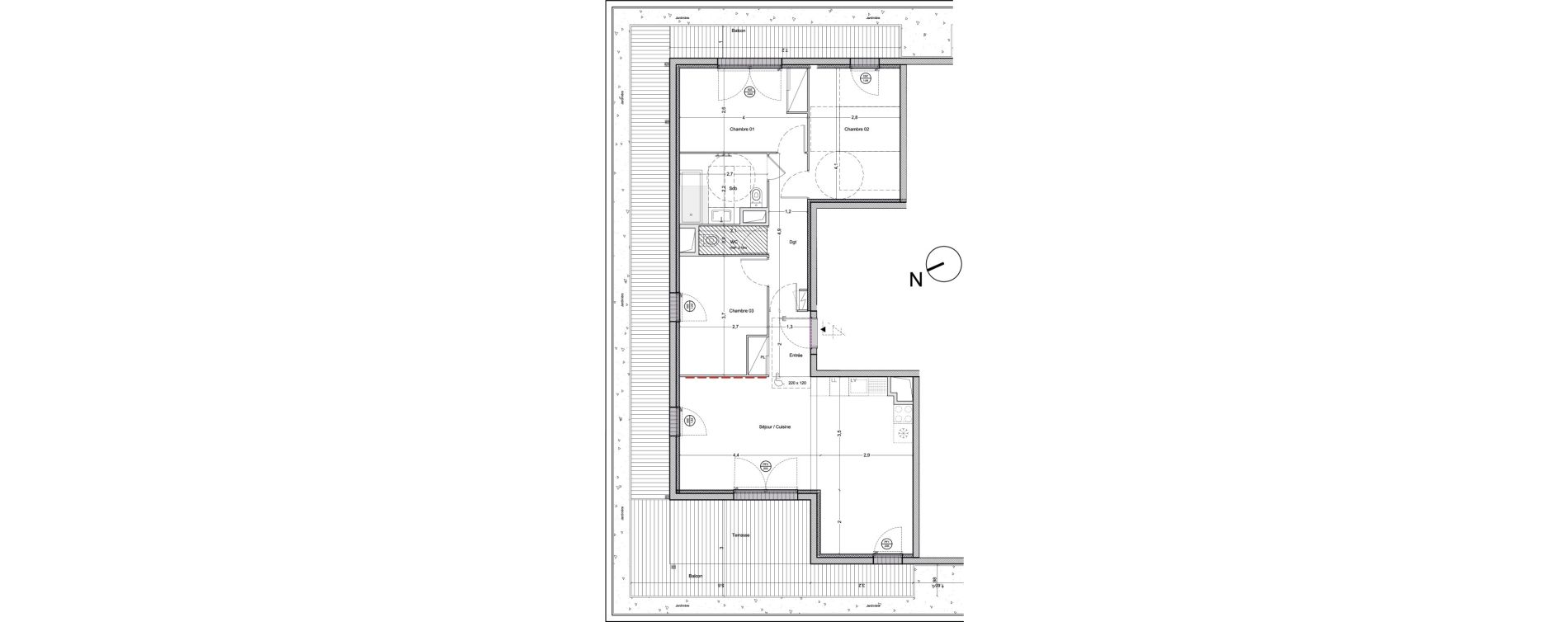 Appartement T4 de 79,10 m2 &agrave; Bordeaux Lac