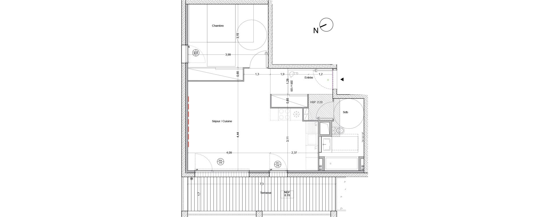 Appartement T2 de 53,20 m2 &agrave; Bordeaux Lac