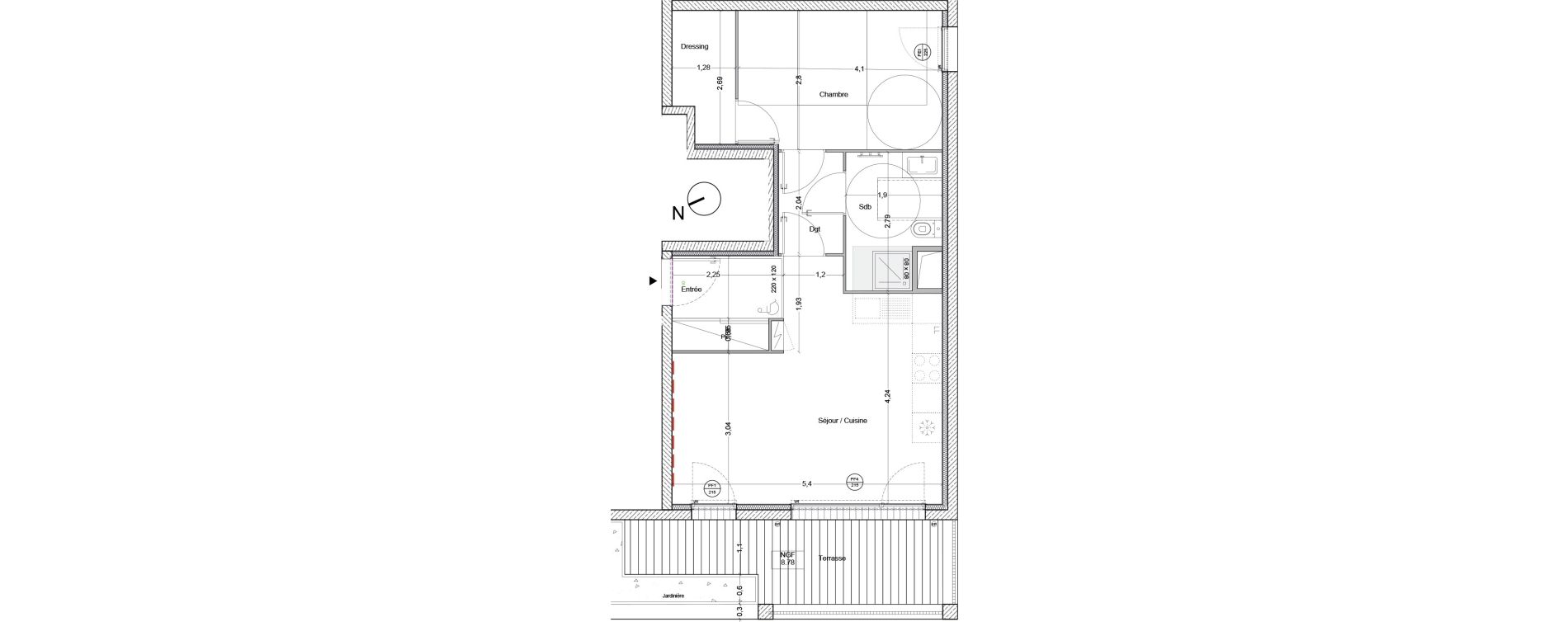 Appartement T2 de 47,40 m2 &agrave; Bordeaux Lac