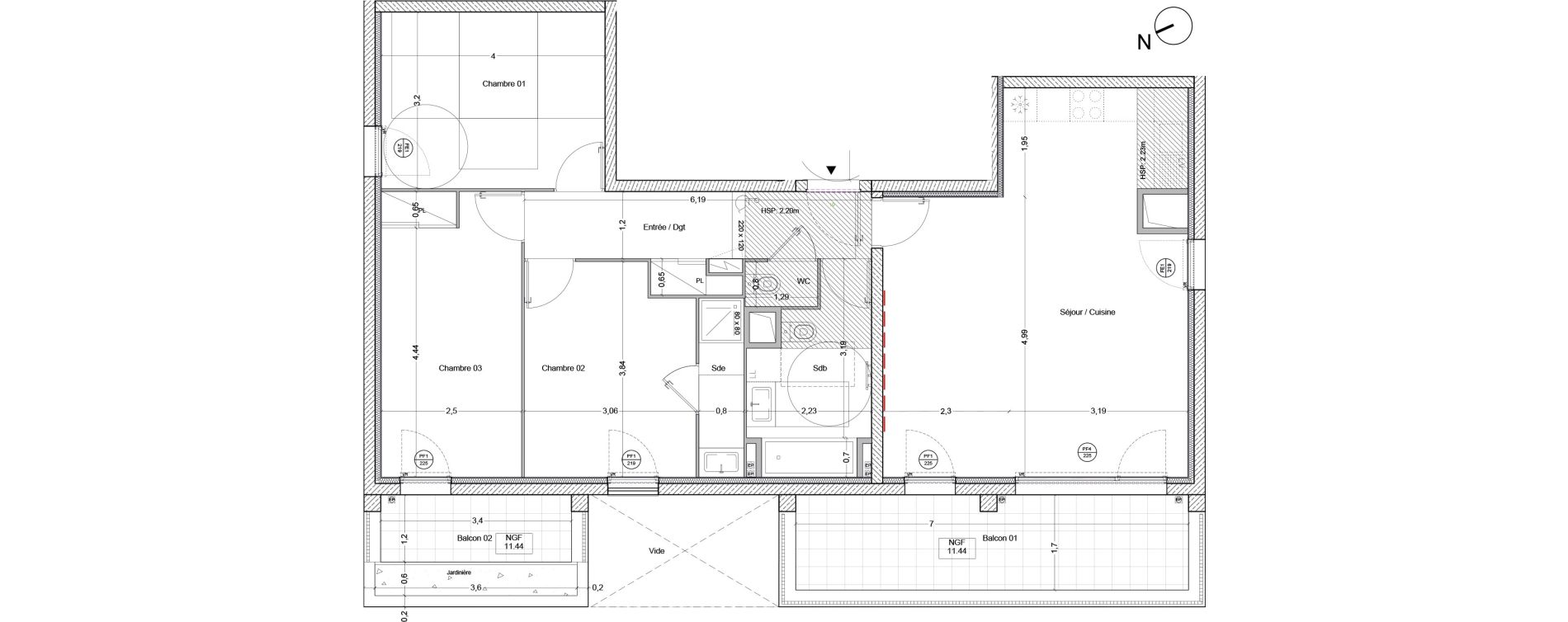 Appartement T4 de 87,70 m2 &agrave; Bordeaux Lac