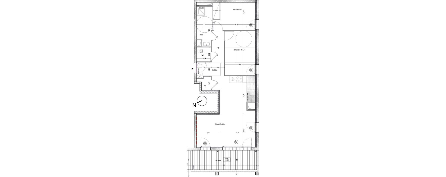 Appartement T3 de 64,40 m2 &agrave; Bordeaux Lac
