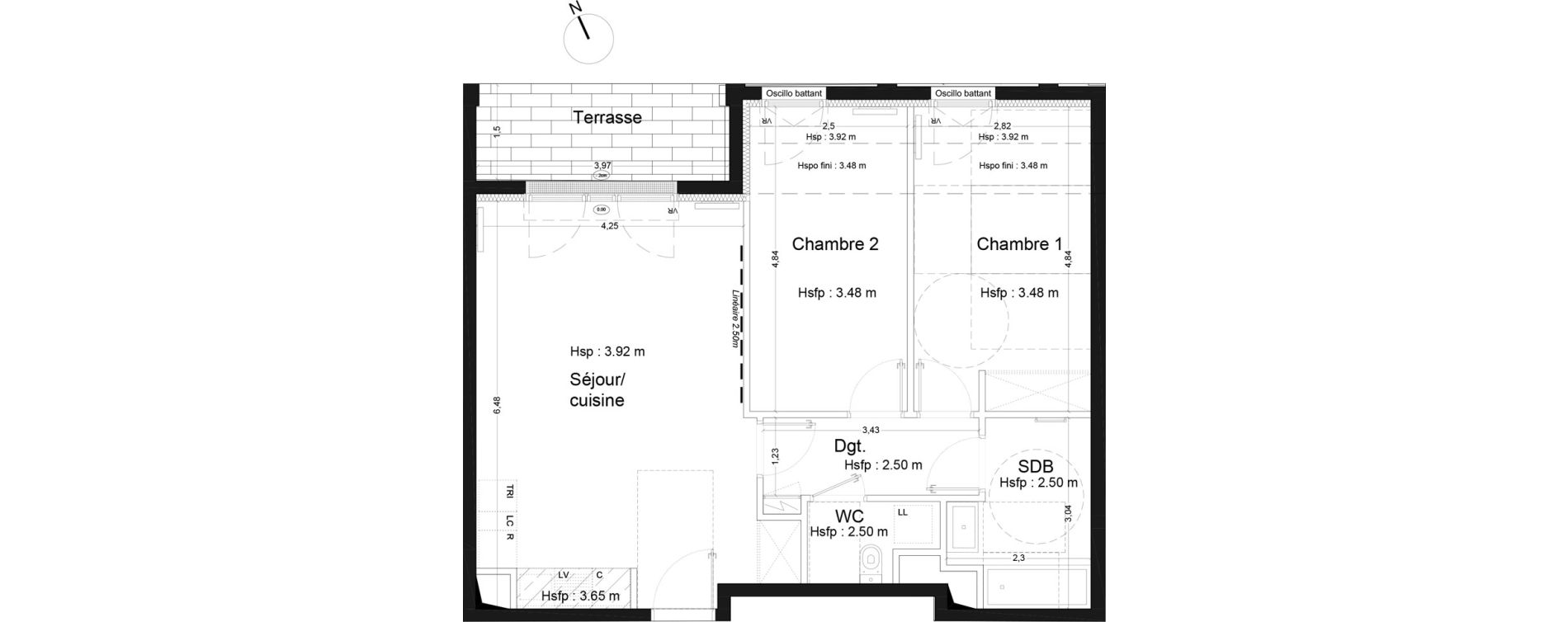 Appartement T3 de 66,17 m2 &agrave; Bordeaux Lac
