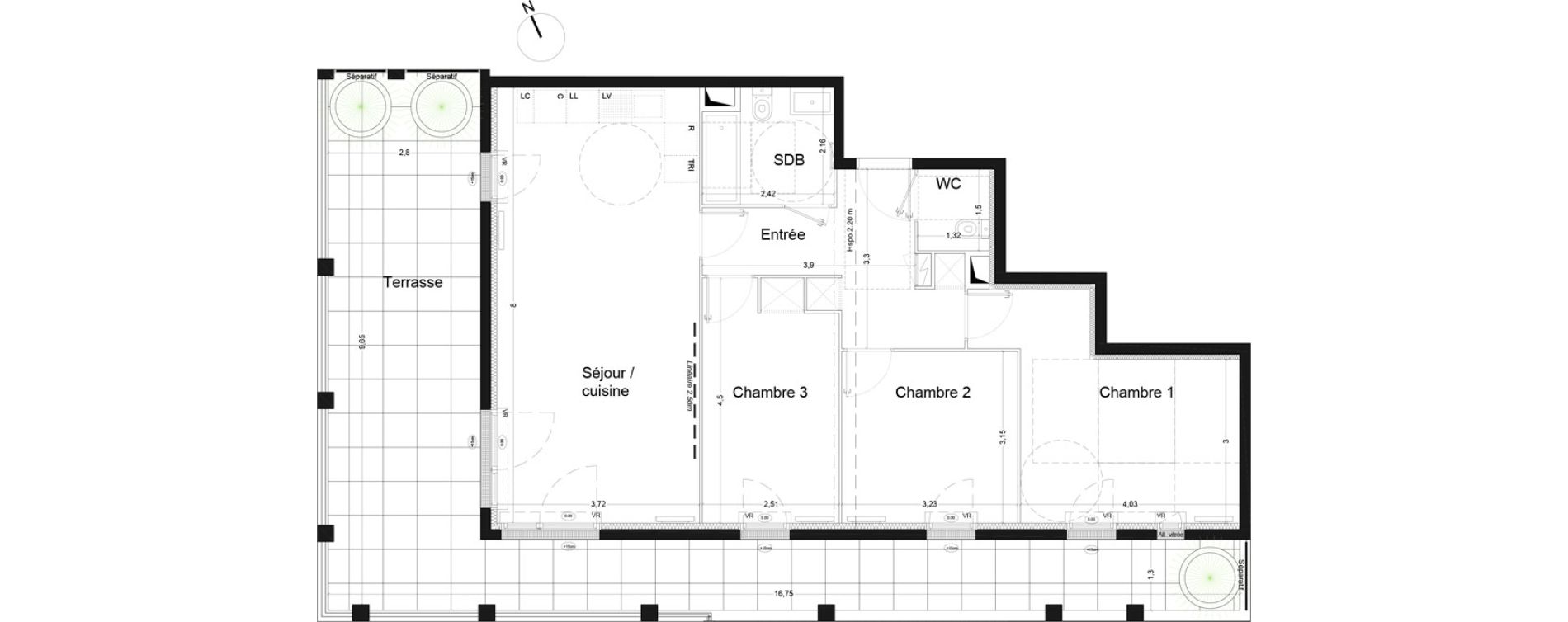 Appartement T4 de 81,93 m2 &agrave; Bordeaux Lac