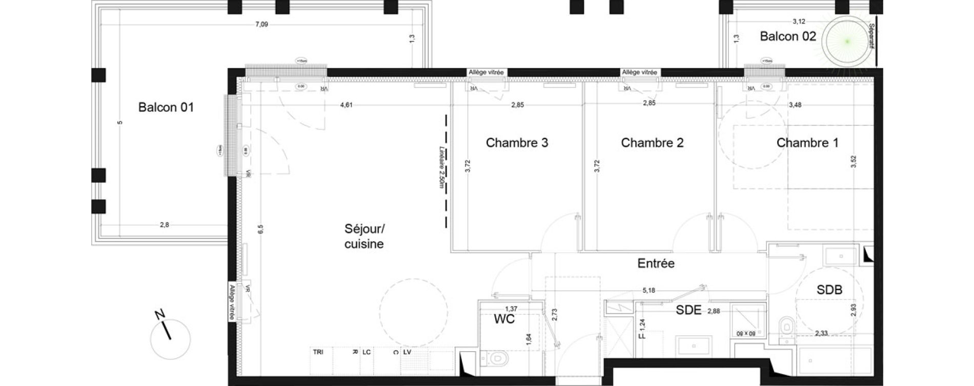 Appartement T4 de 86,03 m2 &agrave; Bordeaux Lac