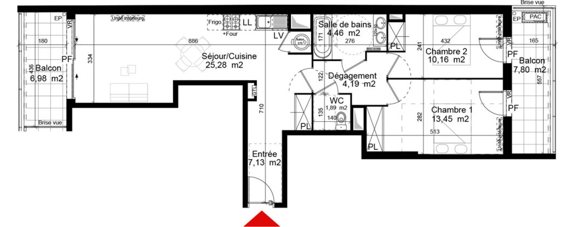 Appartement T3 de 66,56 m2 &agrave; Bordeaux Cauderan