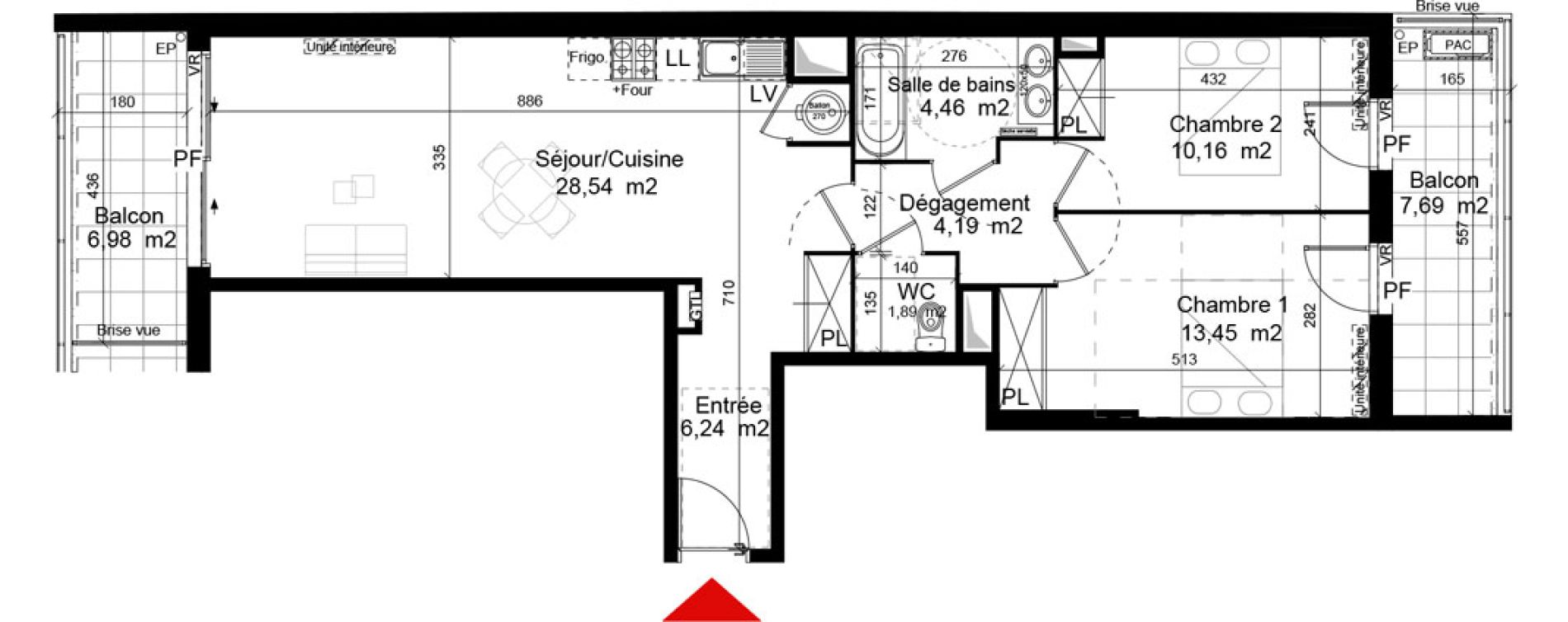 Appartement T3 de 68,93 m2 &agrave; Bordeaux Cauderan