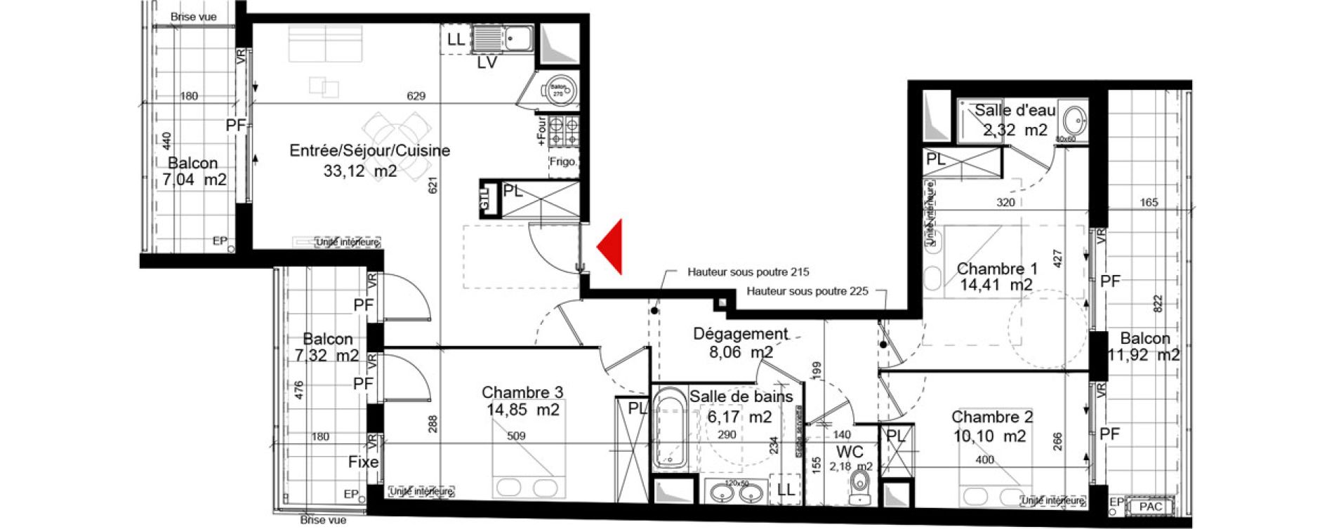 Appartement T4 de 91,21 m2 &agrave; Bordeaux Cauderan