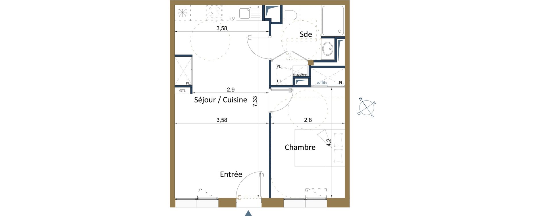 Appartement T2 de 44,80 m2 &agrave; Bordeaux Saint-seurin