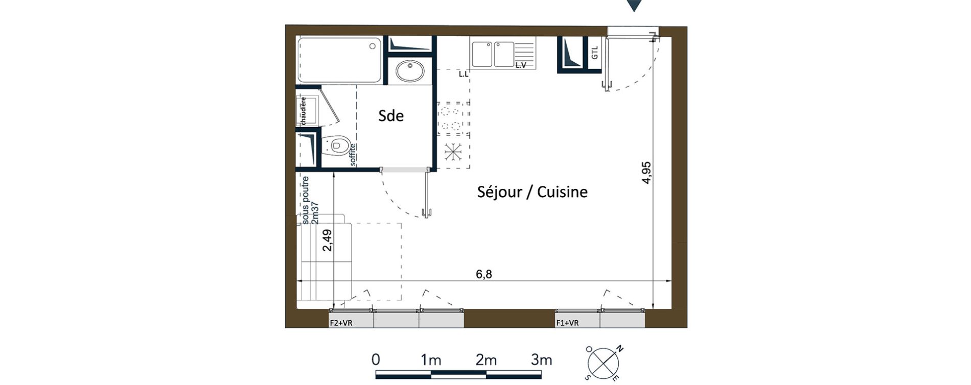 Appartement T1 de 32,10 m2 &agrave; Bordeaux Saint-seurin