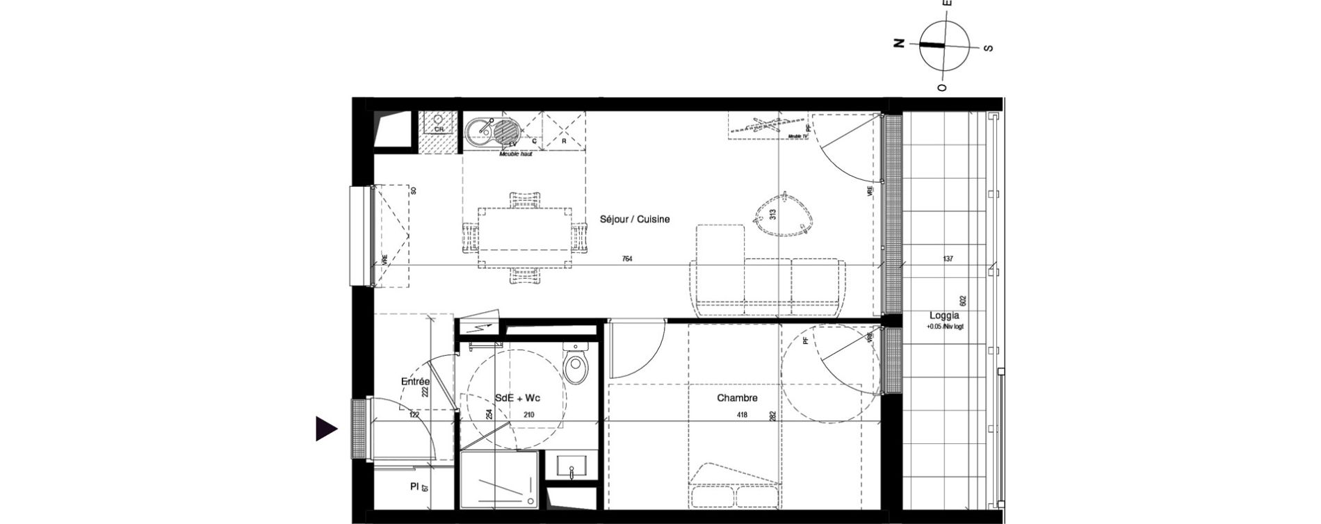 Appartement T2 de 43,65 m2 &agrave; Bordeaux Chartrons