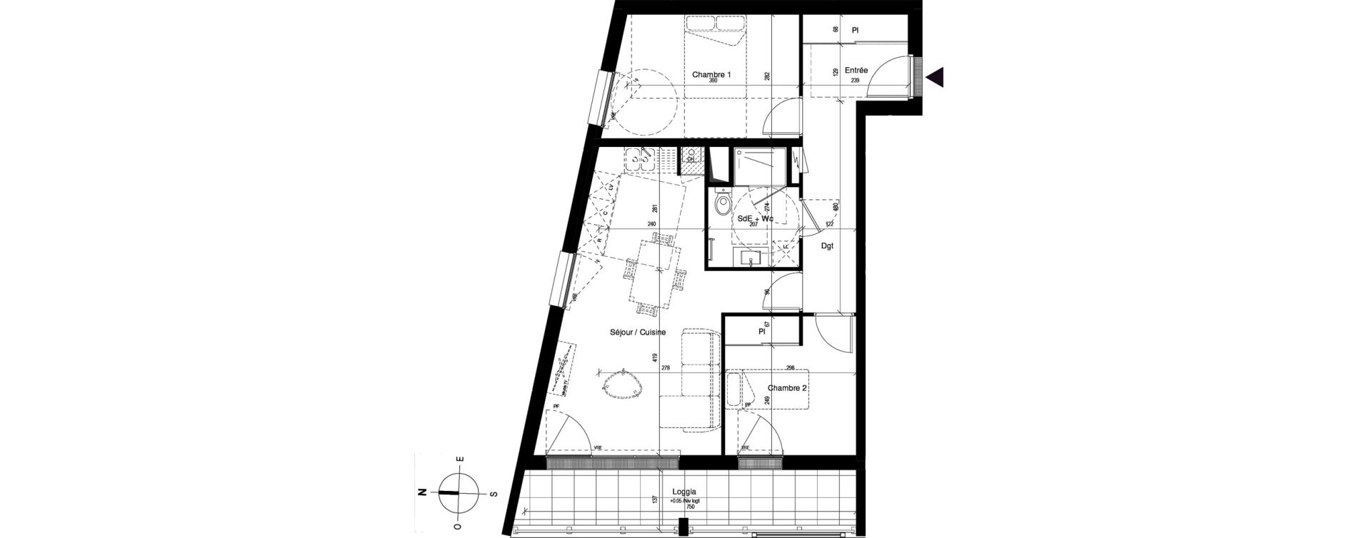 Appartement T3 de 61,89 m2 &agrave; Bordeaux Chartrons