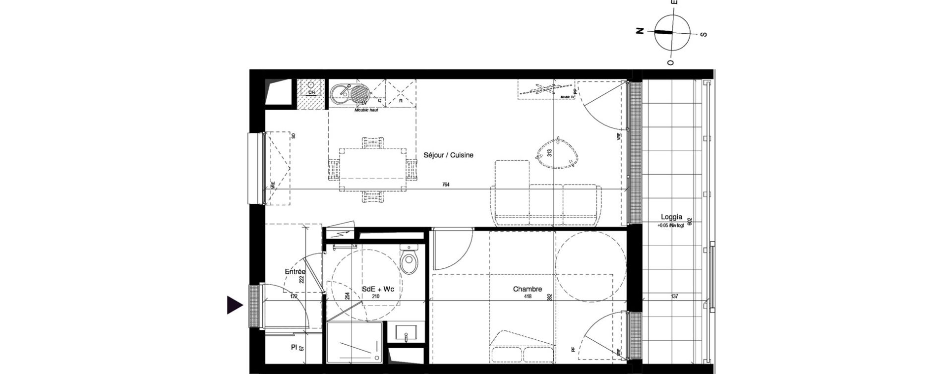 Appartement T2 de 43,65 m2 &agrave; Bordeaux Chartrons