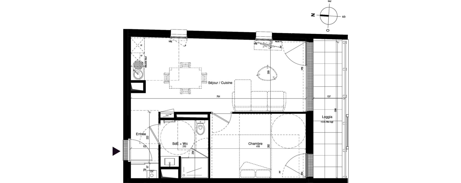 Appartement T2 de 44,18 m2 &agrave; Bordeaux Chartrons