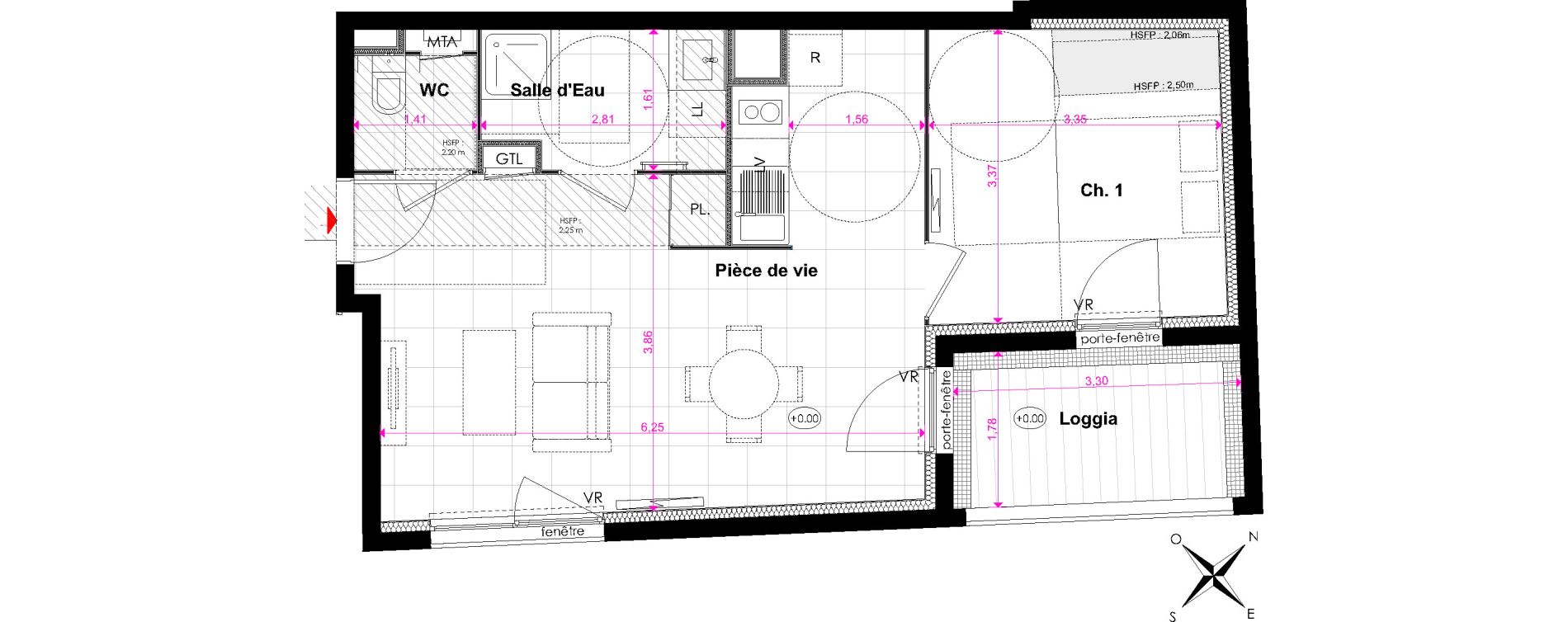 Appartement T2 de 45,28 m2 &agrave; Bordeaux Bastide niel