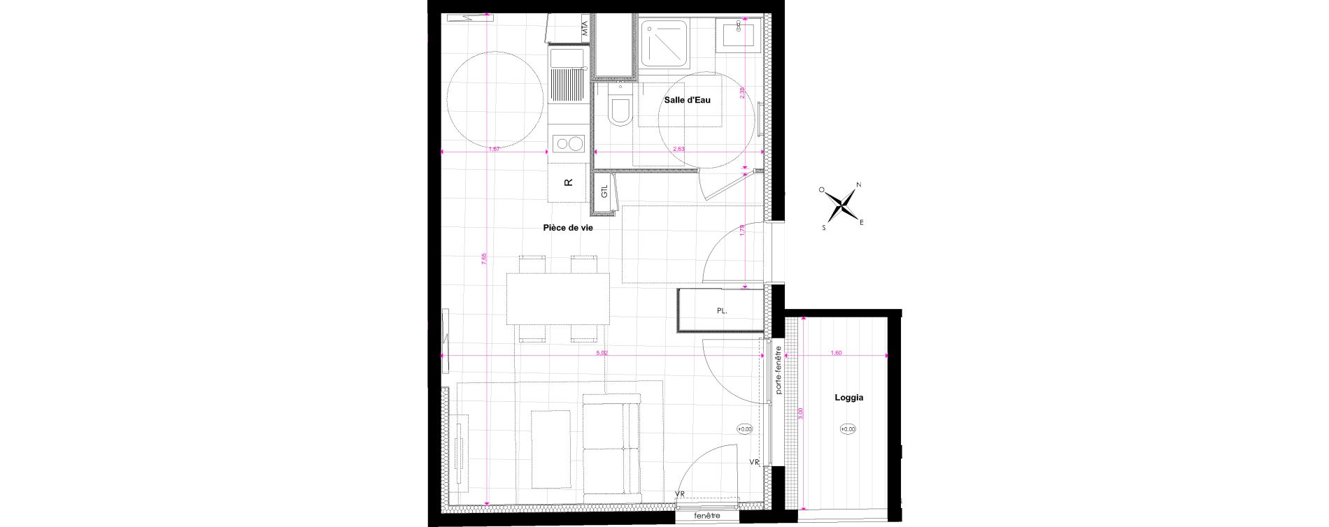 Appartement T1 de 36,41 m2 &agrave; Bordeaux Bastide niel