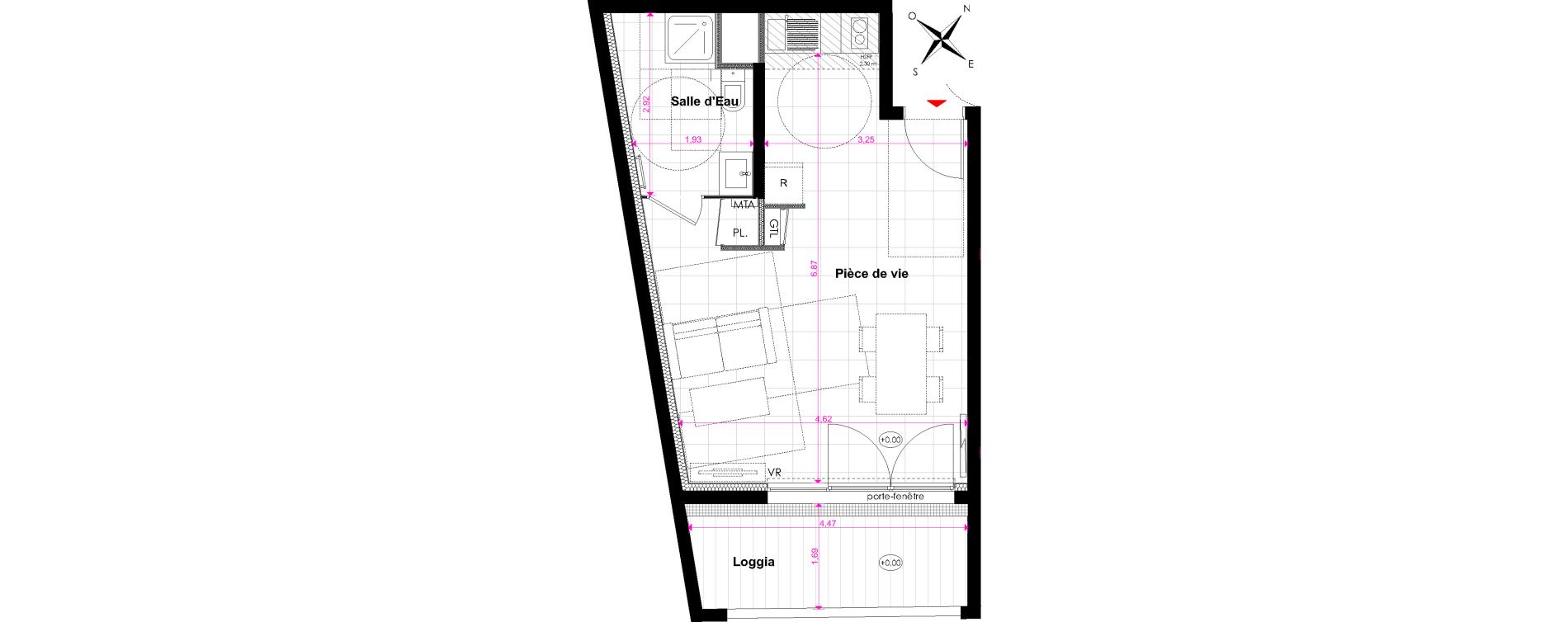 Appartement T1 de 34,28 m2 &agrave; Bordeaux Bastide niel