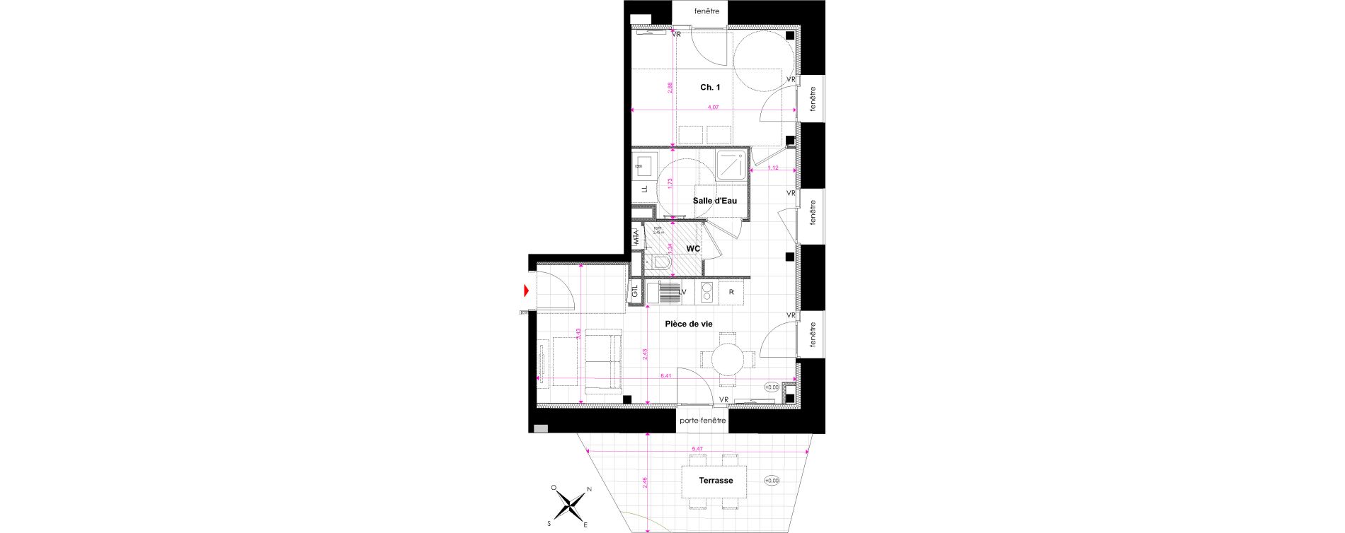 Appartement T2 de 43,63 m2 &agrave; Bordeaux Bastide niel