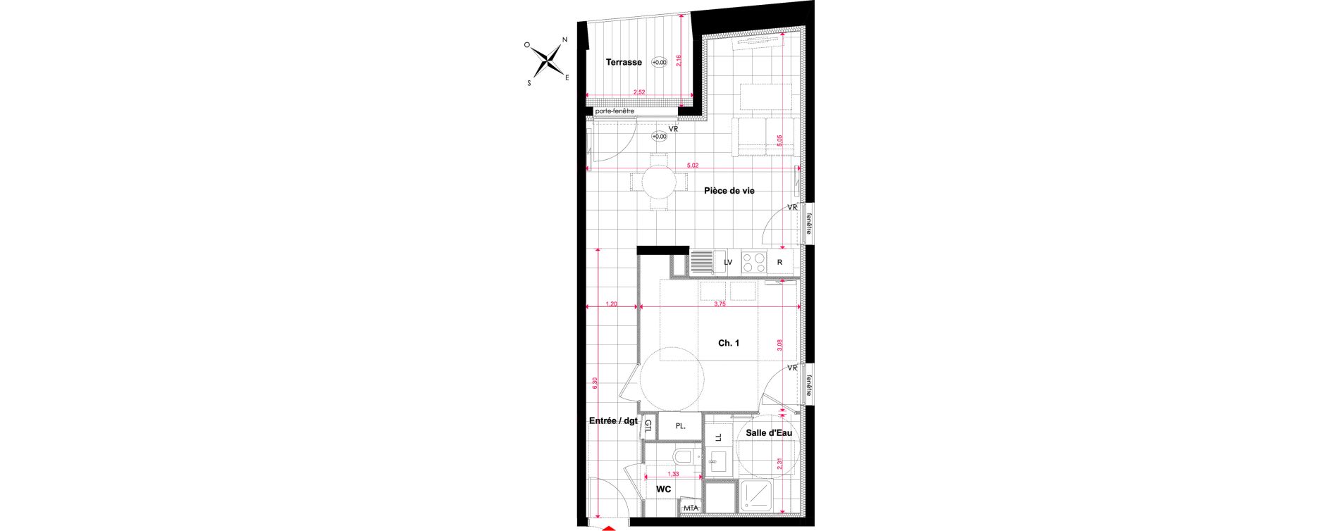 Appartement T2 de 48,21 m2 &agrave; Bordeaux Bastide niel