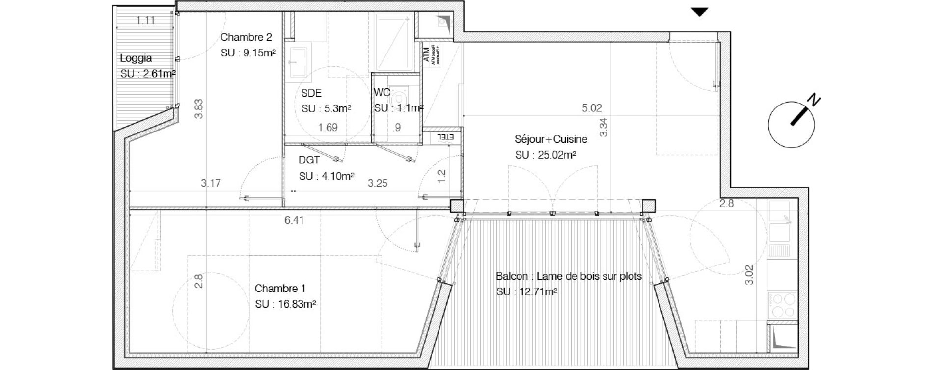 Appartement T3 de 61,50 m2 &agrave; Bordeaux Saint-germain
