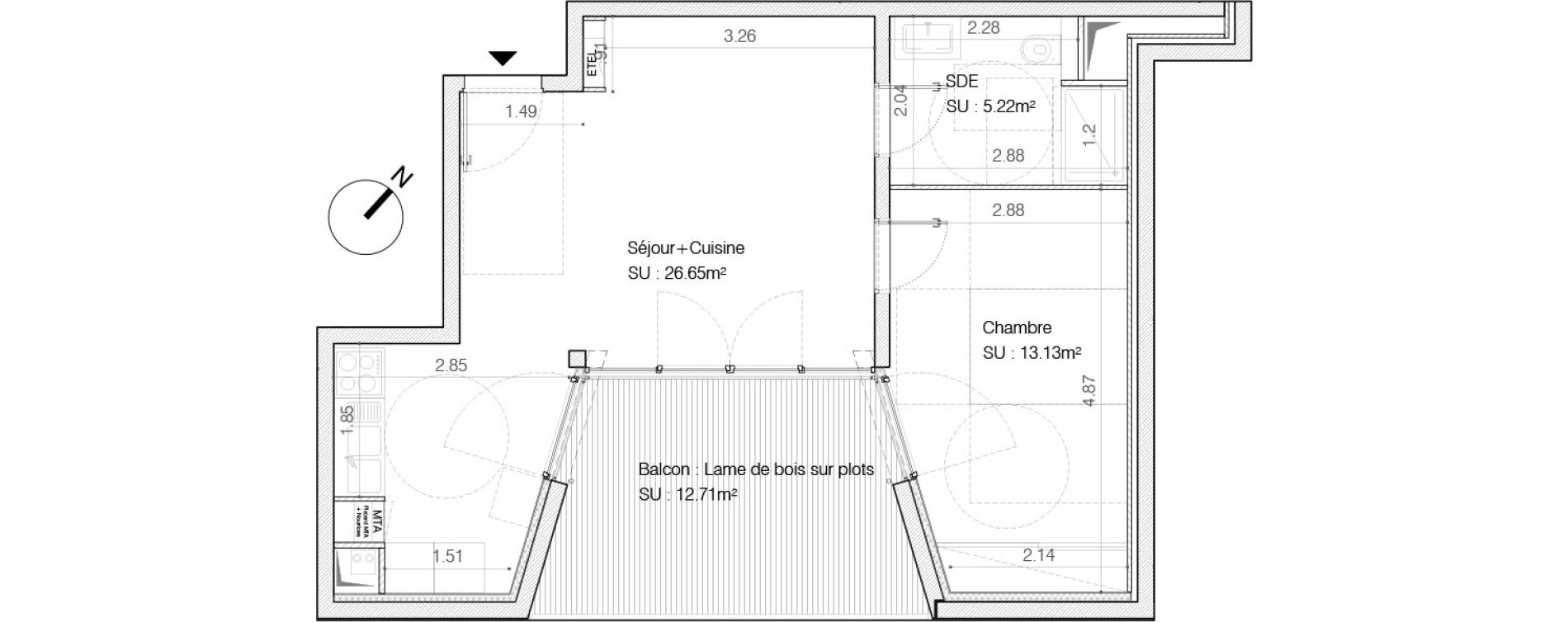 Appartement T2 de 45,00 m2 &agrave; Bordeaux Saint-germain