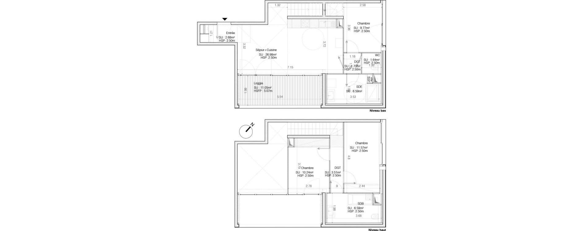 Duplex T4 de 81,29 m2 &agrave; Bordeaux Saint-germain