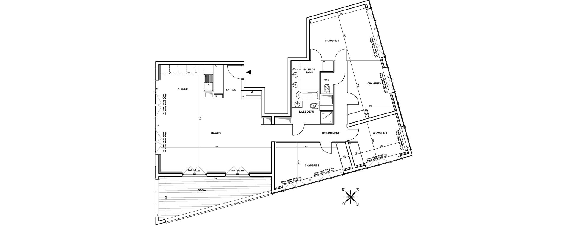 Appartement T5 de 120,50 m2 &agrave; Bordeaux Brazza
