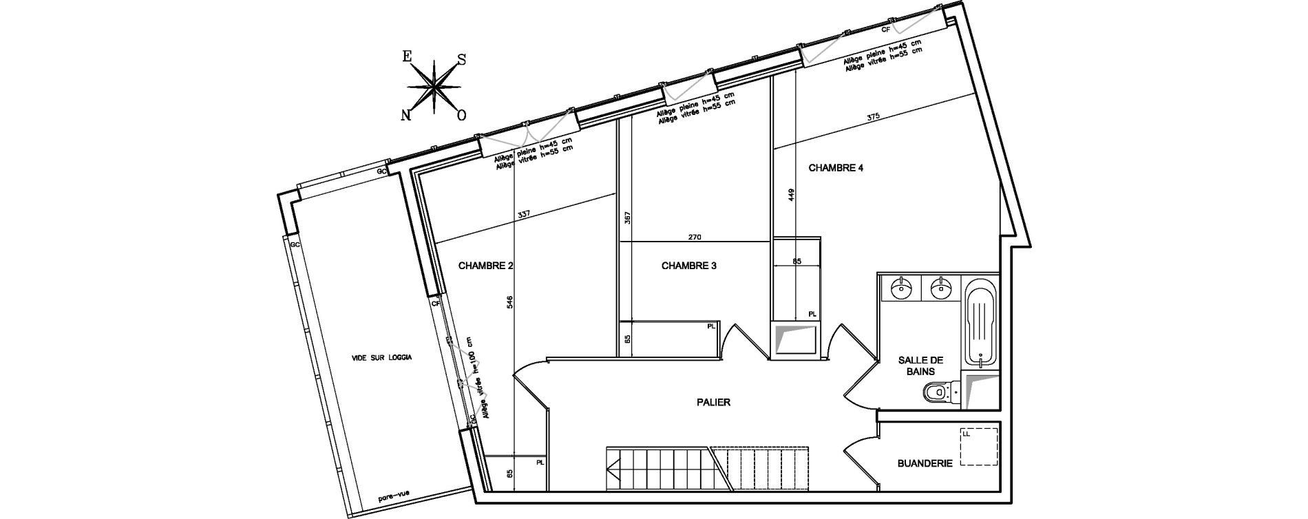 Duplex T5 de 124,10 m2 &agrave; Bordeaux Brazza