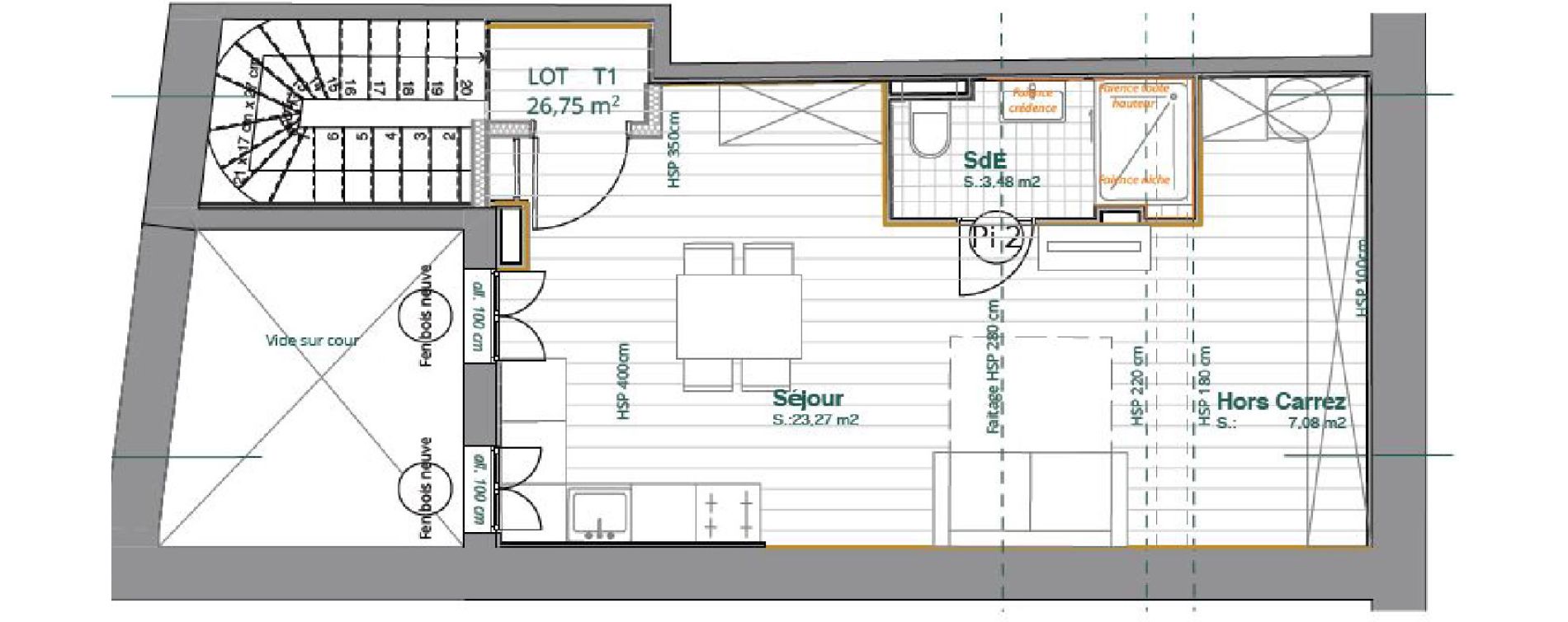 Appartement T1 de 26,75 m2 &agrave; Bordeaux Saint-michel