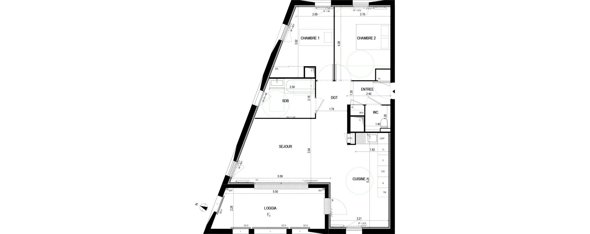Appartement T3 de 73,55 m2 &agrave; Bordeaux Saint-jean belcier