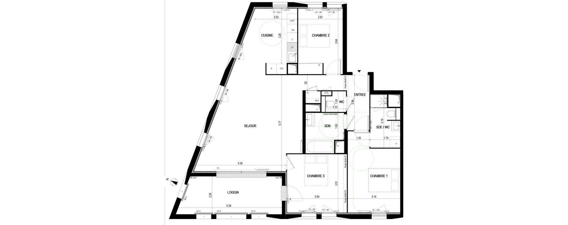 Appartement T4 de 97,90 m2 &agrave; Bordeaux Saint-jean belcier