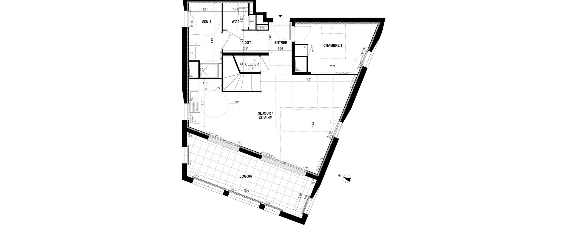 Appartement T5 de 110,20 m2 &agrave; Bordeaux Saint-jean belcier