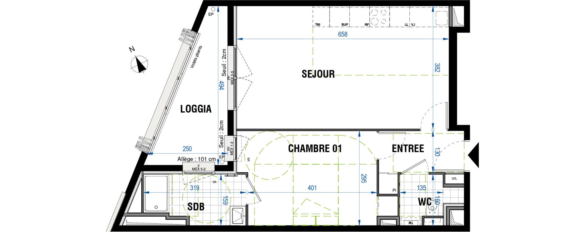 Appartement T2 de 48,48 m2 &agrave; Bordeaux Saint-jean belcier