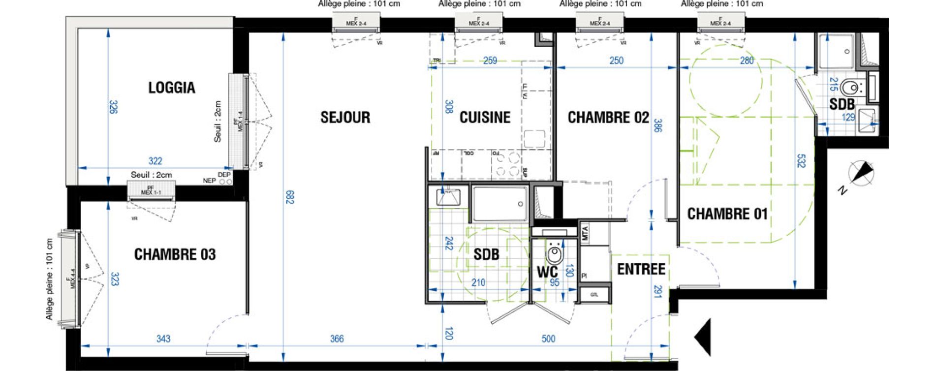 Appartement T4 de 86,17 m2 &agrave; Bordeaux Saint-jean belcier