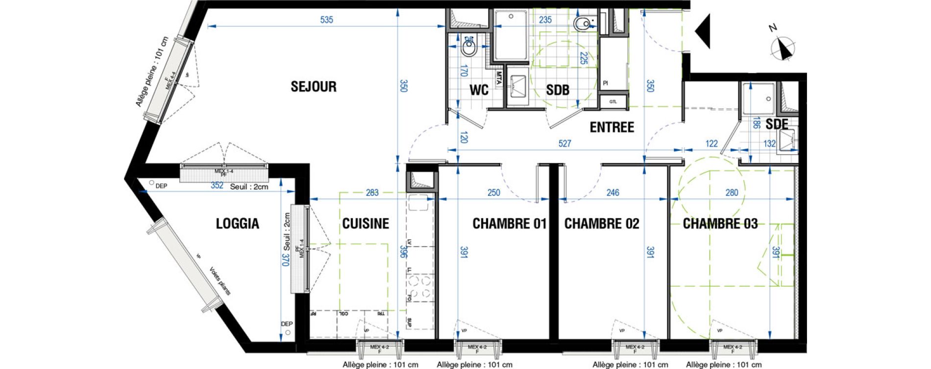 Appartement T4 de 83,41 m2 &agrave; Bordeaux Saint-jean belcier