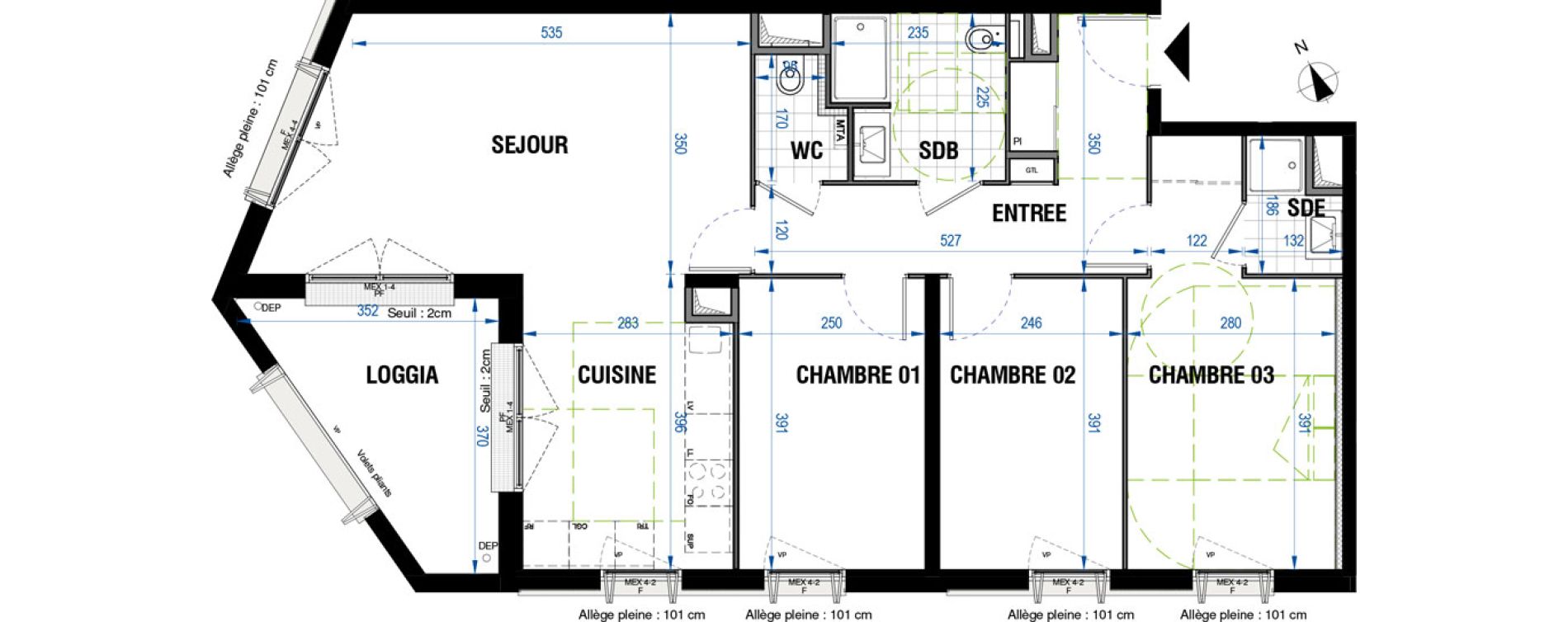Appartement T4 de 83,41 m2 &agrave; Bordeaux Saint-jean belcier