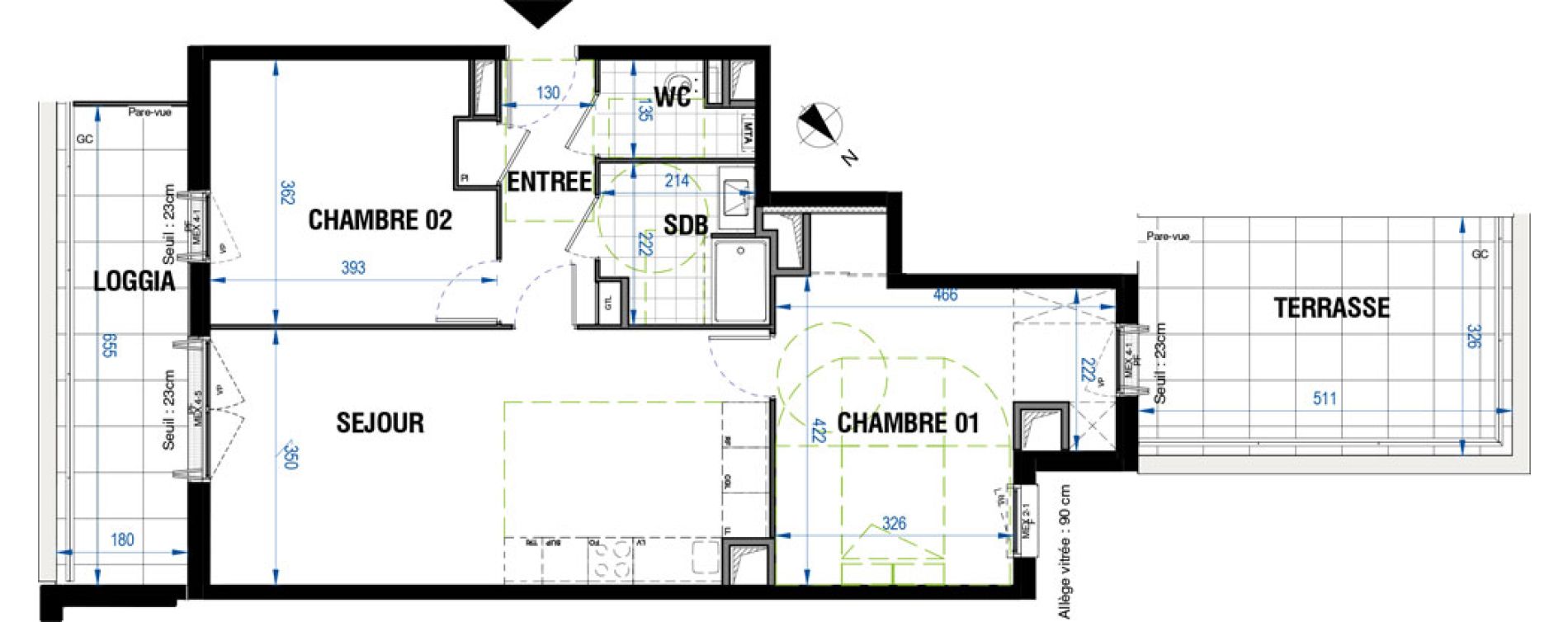 Appartement T3 de 69,21 m2 &agrave; Bordeaux Saint-jean belcier