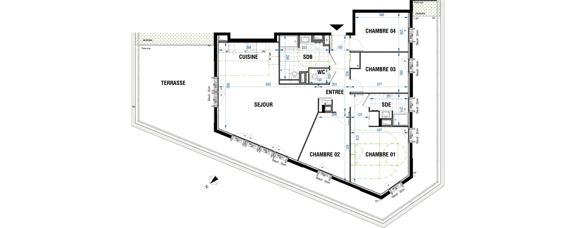 Appartement T5 de 103,78 m2 &agrave; Bordeaux Saint-jean belcier