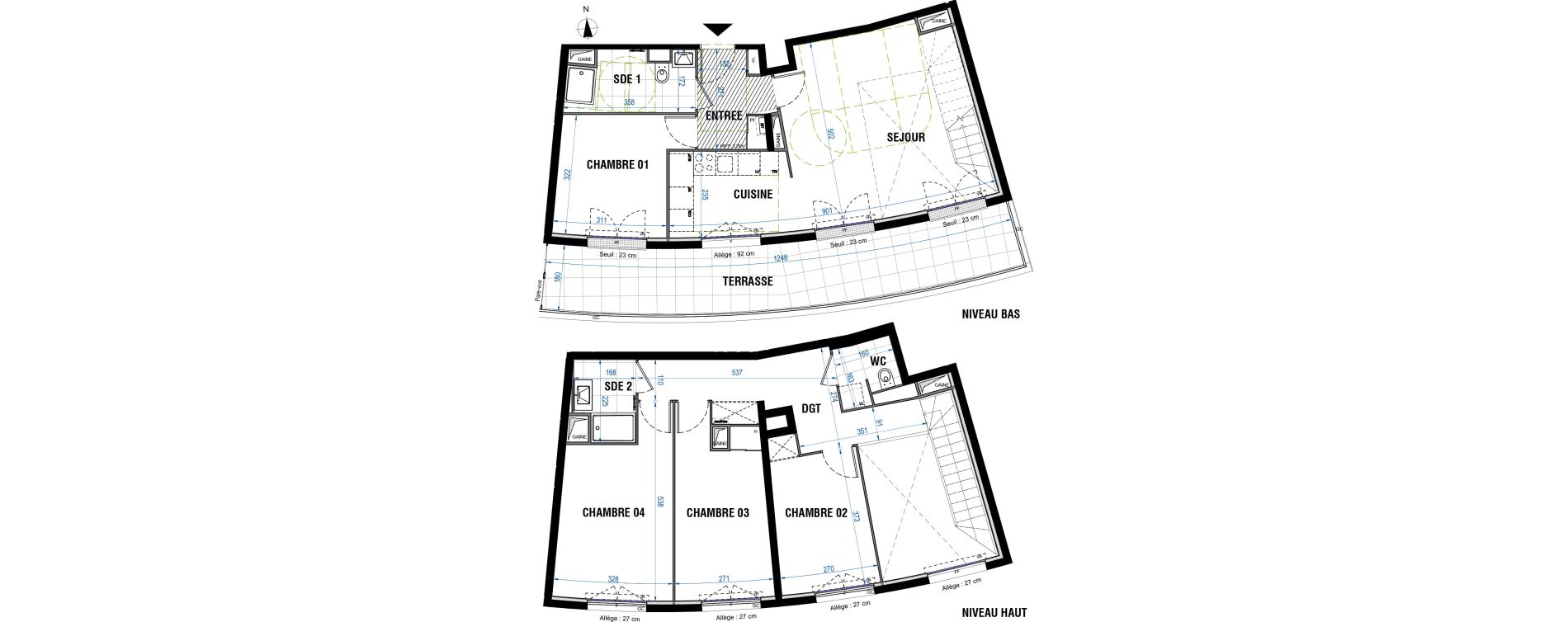 Duplex T5 de 104,03 m2 &agrave; Bordeaux Saint-jean belcier