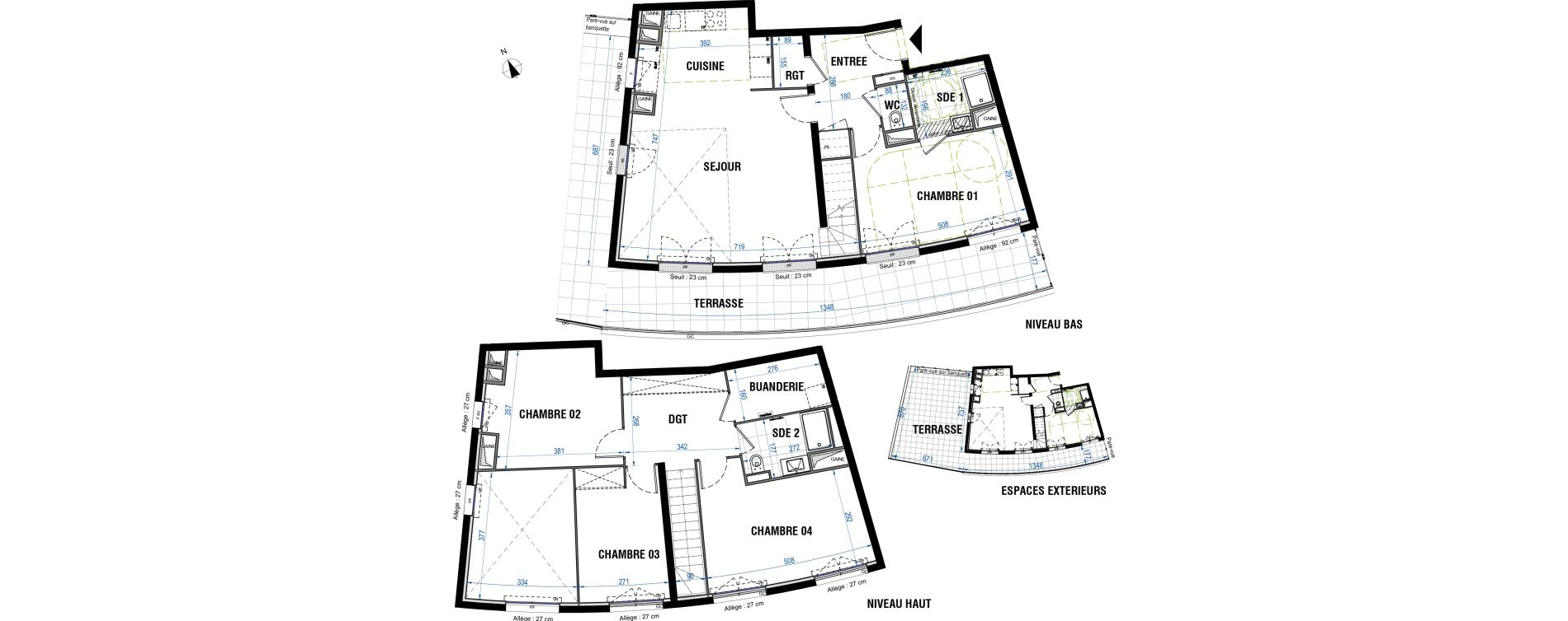 Duplex T5 de 121,58 m2 &agrave; Bordeaux Saint-jean belcier