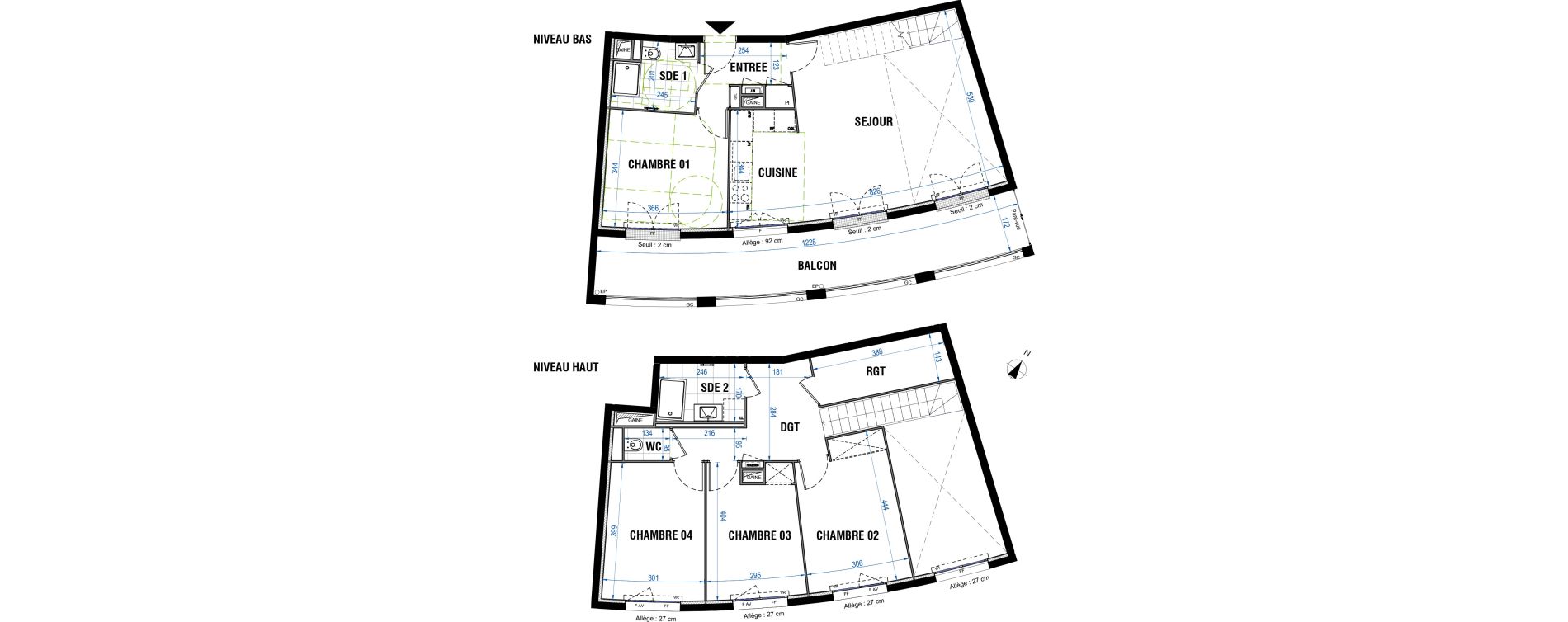 Duplex T5 de 108,37 m2 &agrave; Bordeaux Saint-jean belcier